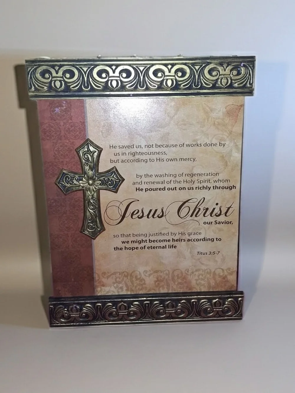 Inspirational Jesus Christ Plaque Picture Frame - Brown/Tan